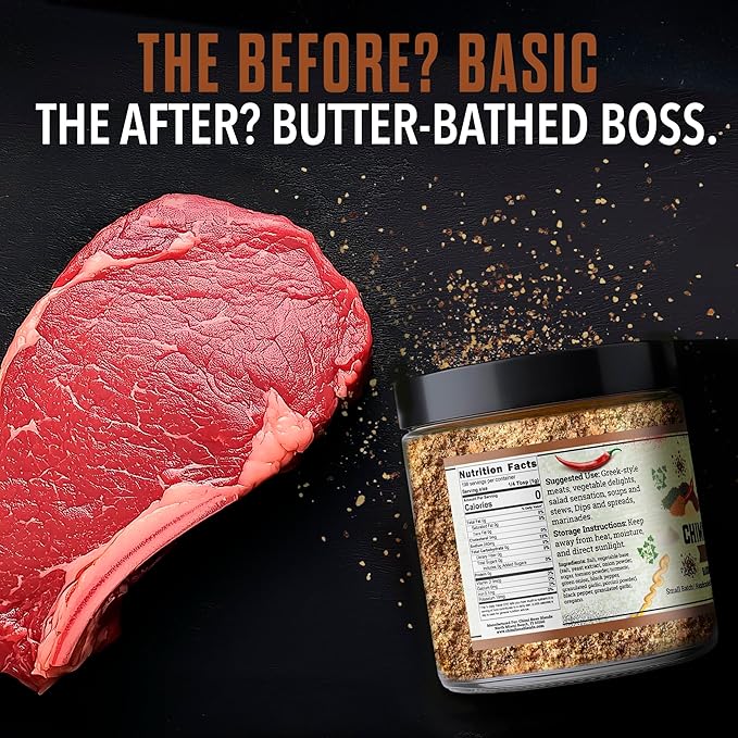 Chimi Boss Blends Cowboy Butter Seasoning, 7oz ??Garlic Herb Butter Dry Rub for Grilling, Smoking &