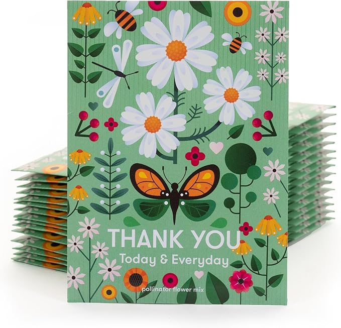Bentley Seed Co. Thank You Packet - Pollinator Flower Mix - 25 Seed Packets - Perfect Eco-Friendly
