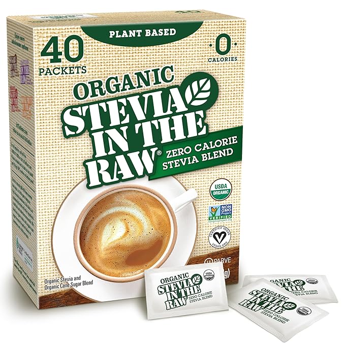 Stevia In The Raw Organic Stevia Sweetener Packets, 40 Ct, Zero Calorie Stevia Sugar Substitute