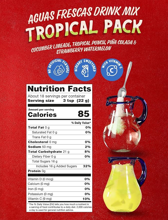 Klass Aguas Frescas | Drink Mix | Variety Pack Of Mixed Flavors | Pina Colada, Cucumber Limeade