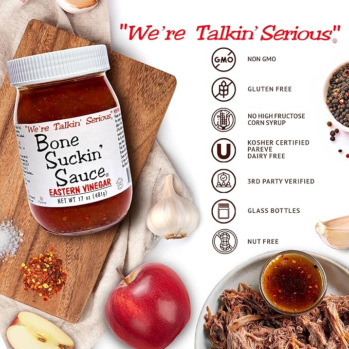 Bone Suckin??Sauce Eastern Vinegar BBQ Sauce, Authentic Carolina Flavor, Zesty, Vinegar-Based