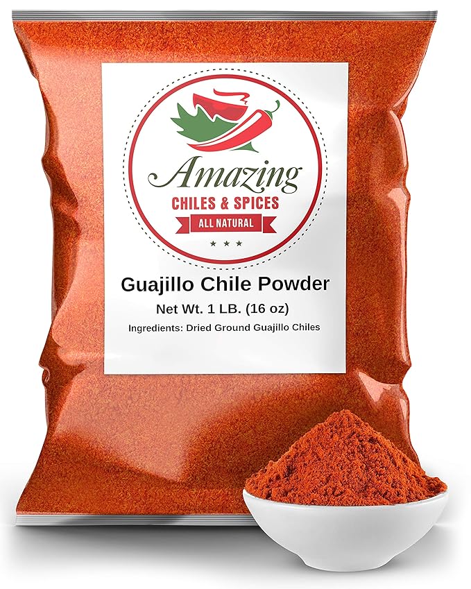 Guajillo Chile Powder Ground 1 LB (16oz) – Natural and Premium. Great For Chili, Sauces, Stews