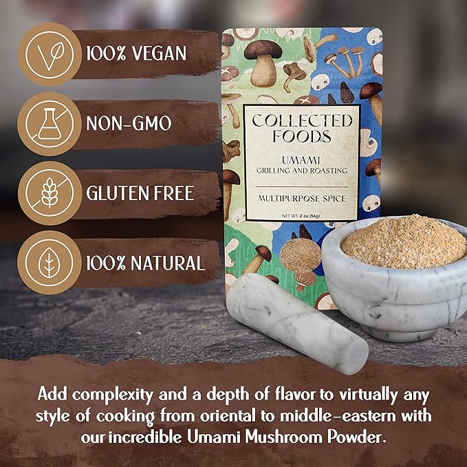 Umami Mushroom Salt by Collected Foods ??Gourmet Small-Batch Umami Seasoning with Shiitake and