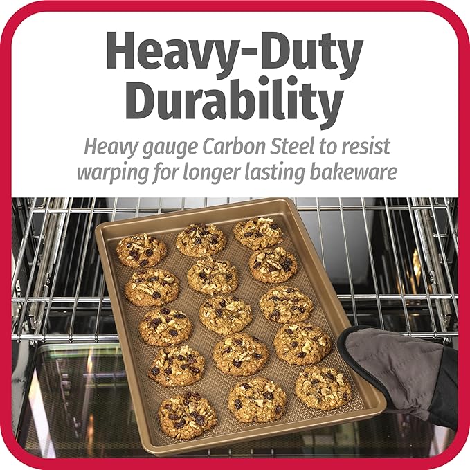 GoodCook BestBake Nonstick Textured Carbon Steel Cookie Sheet, 11" x 17", Large Baking Sheet, Even