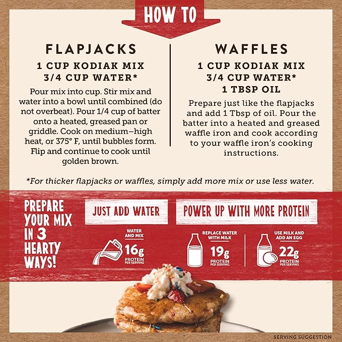 Kodiak Cakes Power Cakes - Protein Pancake Mix & Waffle Mix - 100% Whole Grain- Birthday Cake