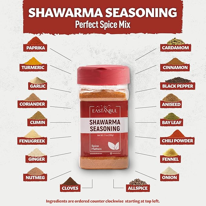 Eastanbul Shawarma Seasoning, 7.1oz, Shawarma Spice Blend, All-in-One Baharat Spice Blend of Middle
