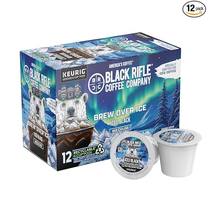 Black Rifle Coffee Company Iced Black Medium Roast Coffee,12 Count K-Cup Pods – Brew Over Ice with
