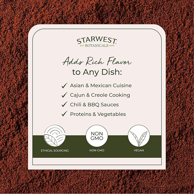 Starwest Botanicals Organic Cayenne Pepper Powder 35k HU - Adds Heat, Red Pepper Spice for