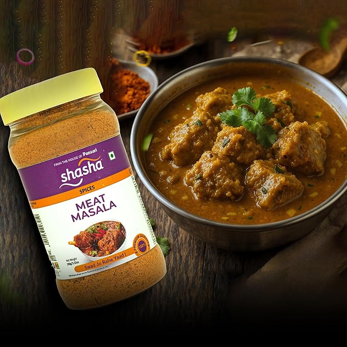 SHASHA Meat Masala Seasoning Mix (100G) - Authentic Spices Jar For Flavorful Meat Curry - Ideal For