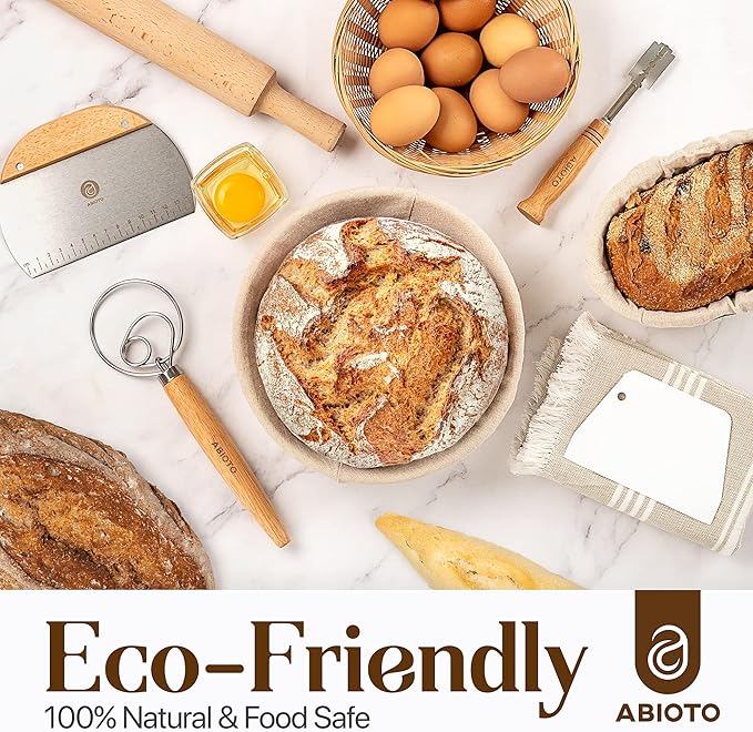 Sourdough Bread Making Kit - 9??Round & 10??Oval Banneton Proofing Baskets, Danish Dough Whisk