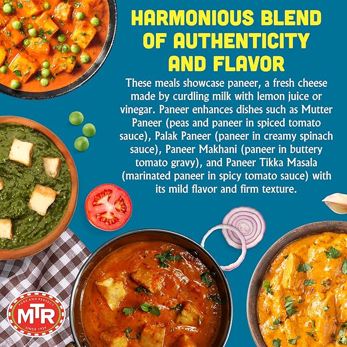 MTR Ready-To-Eat: Exotic Paneer Mix - Assorted Pack of 4 (Mutter Paneer, Palak Paneer, Paneer