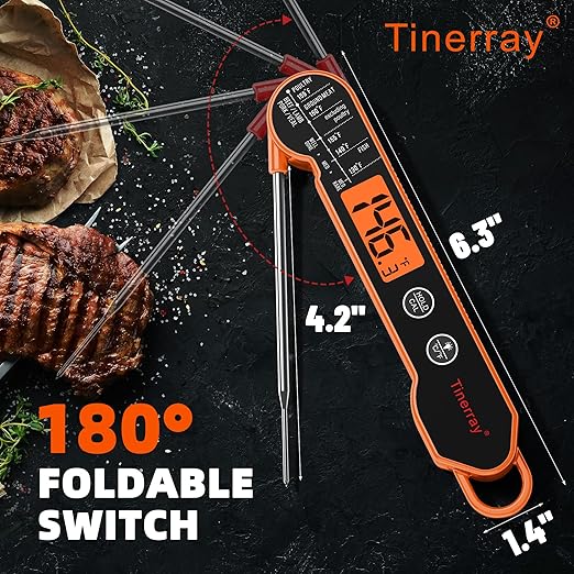 Digital Meat Thermometer Instant Read - Ultra Fast 1s Reading, Waterproof with Backlight & Motion