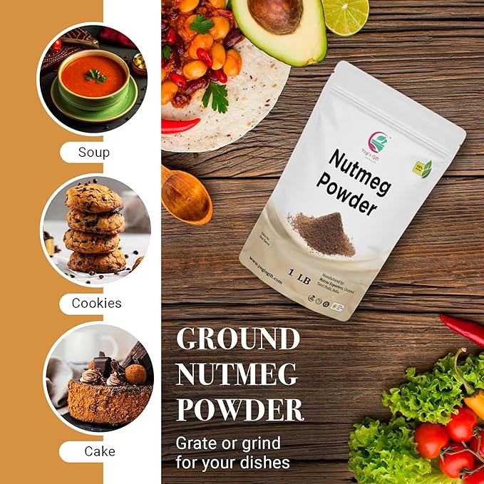 Nutmeg Ground 1 LB | Excellent Aroma and Incredible Flavor | Fresh Ground Nutmeg Spice for Baking