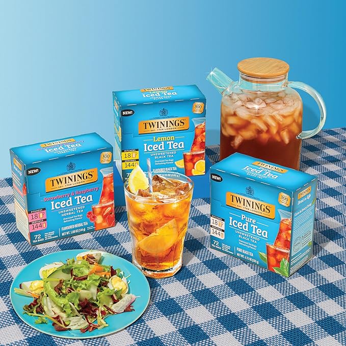Twinings Lemon Black Iced Tea, 72 Oversized Tea Bags, Makes 18 Pitchers or 144 Servings