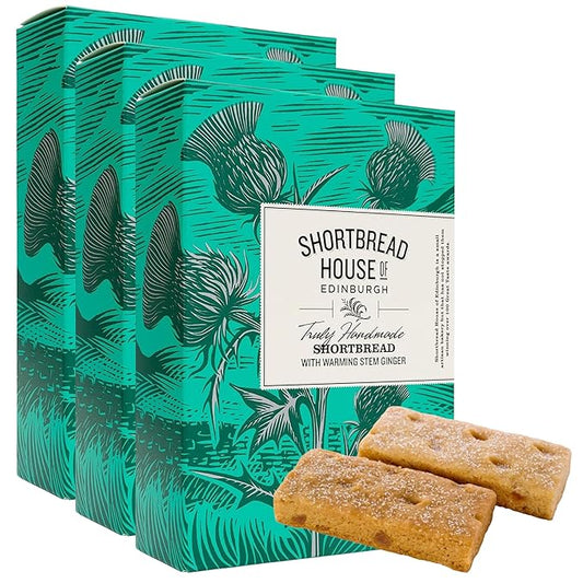 Shortbread House of Edinburgh Truly Handmade Shortbread Fingers with Warming Stem Ginger, 6oz Box