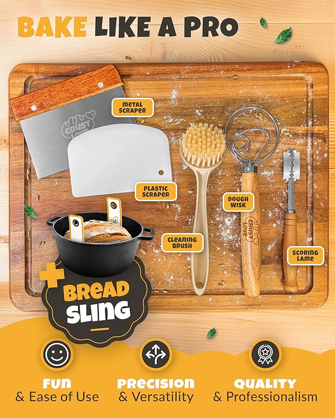 Cast Iron Dutch Oven for Bread Baking - incl. Sourdough Bread-Baking Supplies like Banneton
