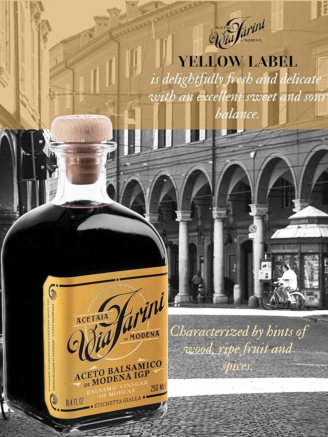Via Farini Yellow Label Aceto Balsamico Di Modena IGP Aged Artisan Italian Balsamic Wine Vinegar