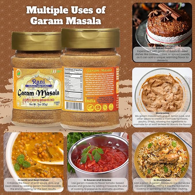 Rani Garam Masala Indian 11-Spice Blend 3oz (85g) PET Jar ~ All Natural, Salt-Free | Vegan | No