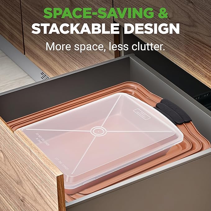 NutriChef 5 Piece Baking Pan Set - PFOA, PFOS, PTFE Free Flexible Nonstick Carbon Steel Bakeware