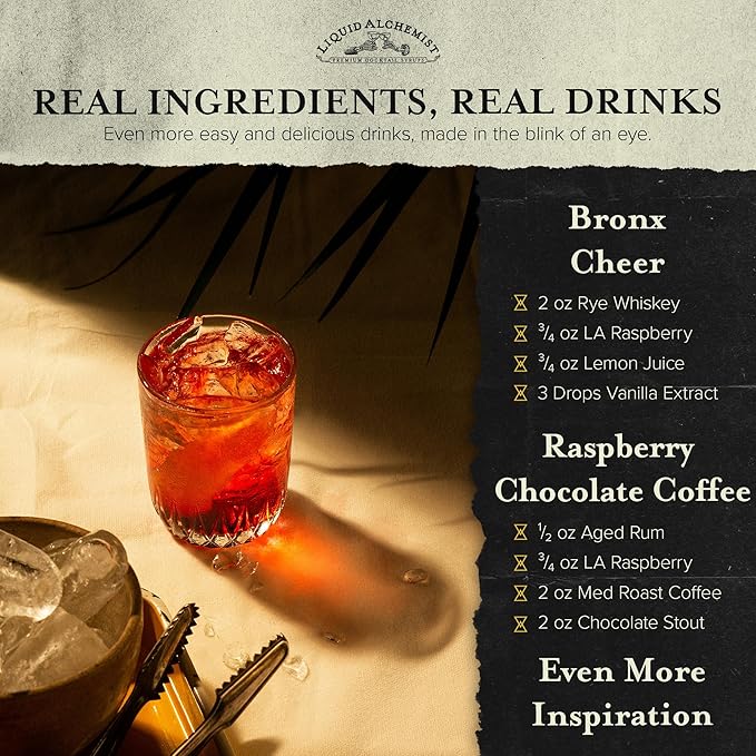 Liquid Alchemist Raspberry Syrup for Drinks - Real Ingredients Make the Perfect Summer Cocktail or