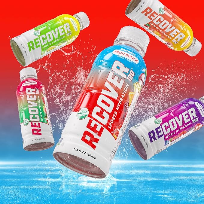 RECOVER 180 Organic Sports Hydration Drink, No Sugar Added, 20 Calorie Sports Beverage, Organic