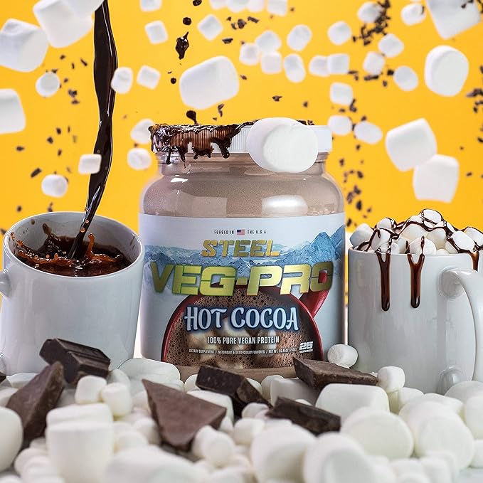 Steel Supplements Veg-PRO | Vegan Protein Powder, Hot Cocoa | 25 Servings (1.65lbs) | Organic