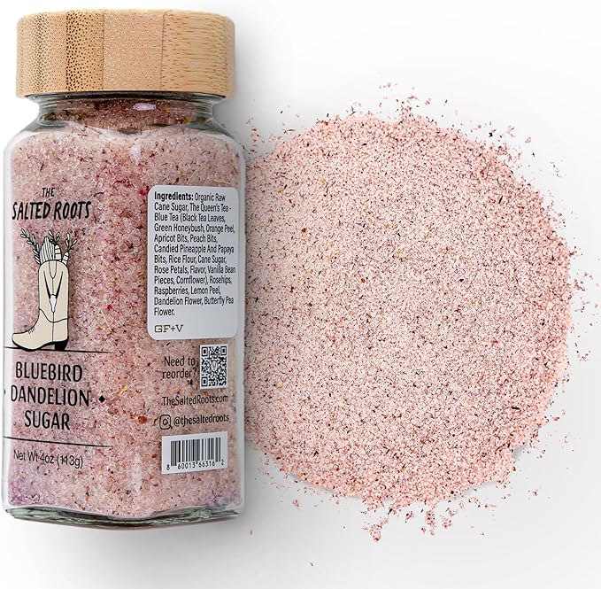The Salted Roots Bluebird Dandelion Sugar - Floral, Sweet & Citrusy with Blue Tea, Rosehips &
