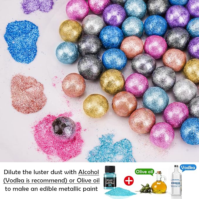 NiHome Edible Food-Grade Glitter Powder Glimmer Luster Dust Metallic Fancy Food Decorating Sprinkle