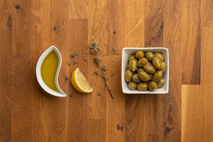 Pack of 4 Green Olives in Vacuum Bag , Marinated Olives in Savory Lemon Juice, Freshly Sealed