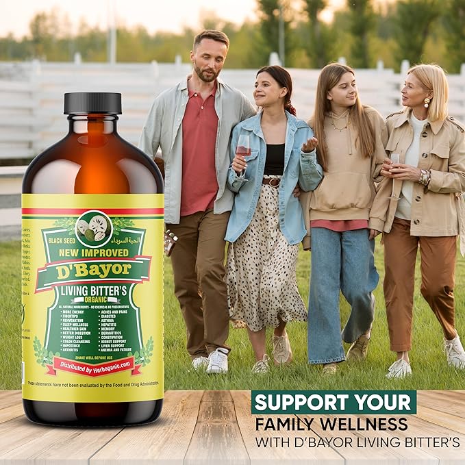 HERBOGANIC D'Bayor Living Bitter 16oz - Natural Blend of Black seed, Bitter Melon, Cinnamon and