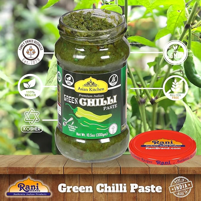 Asian Kitchen Green Chilli Cooking Paste 10.58oz (300g) Glass Jar ~ Vegan | Gluten Free | NON-GMO |