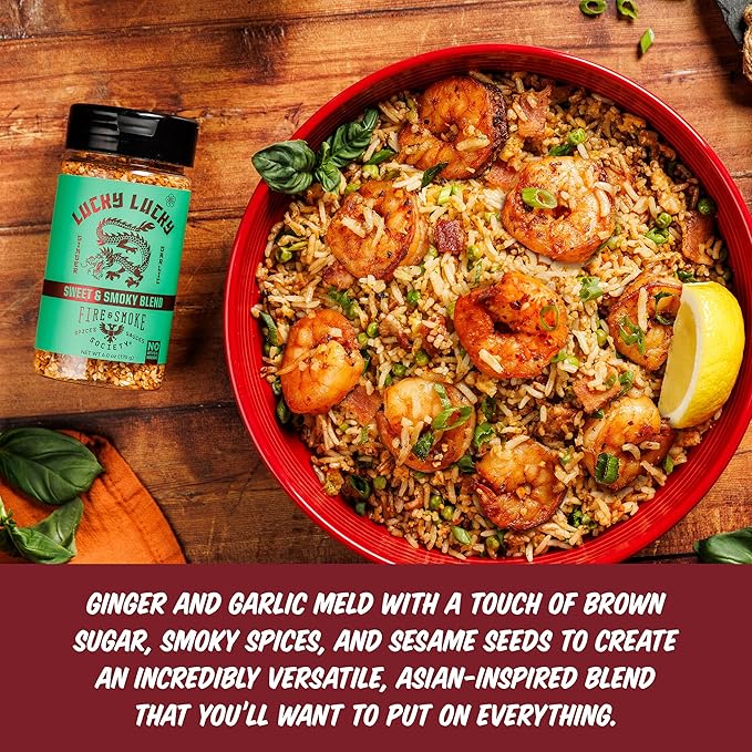 Fire & Smoke Lucky Lucky Asian Seasoning Blend | Noodles, Stir Fry, Fried Rice Seasoning | Garlic