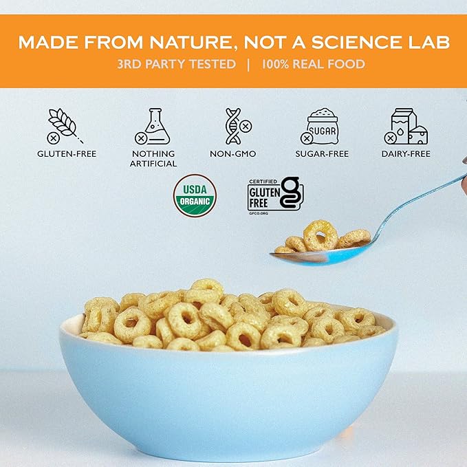 Lovebird Organic Gluten Free Cereal, Honey Flavor ??Prebiotic Fiber, Gut Health, Low Sugar, Grain