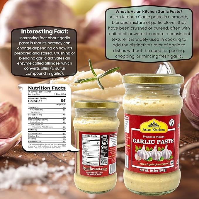 Asian Kitchen Garlic Cooking Paste 10.5oz (300g) Glass Jar ~ Vegan | Gluten Free | NON-GMO | No