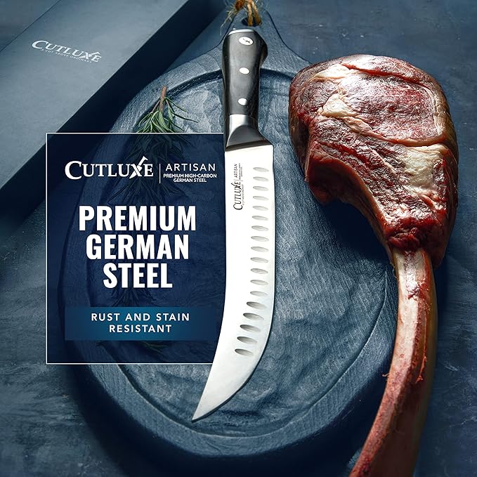 Cutluxe Butcher Knife – 10″ Cimeter Breaking Knife, Razor Sharp Forged High Carbon German Steel
