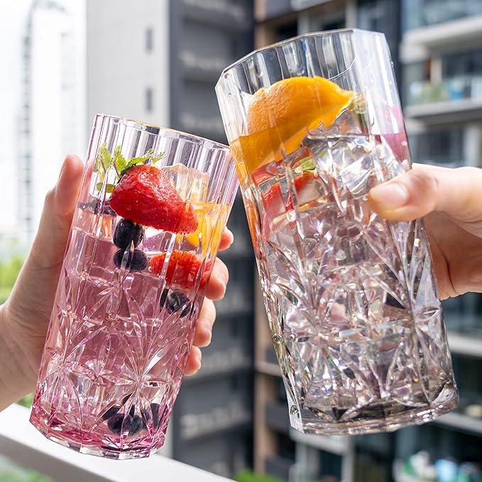 BELLAFORTE Shatterproof Tritan Tall Tumbler, Set of 4, 18oz - Myrtle Beach Drinking Glasses