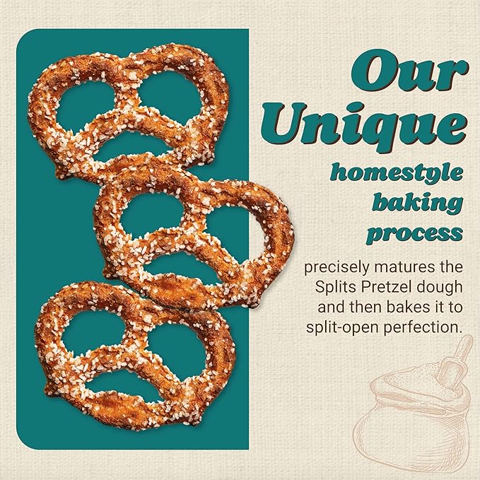 Unique Snacks Extra Salt Splits Pretzels, Original Split-Open Pretzels, Delicious Homestyle Baked