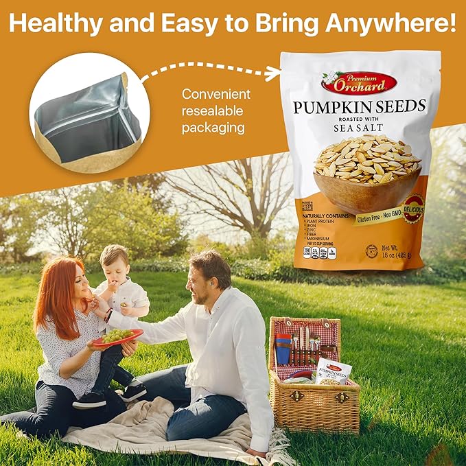 ROASTED PUMPKIN SEEDS to Eat in Shell by Premium Orchards MIXED NUTS - Salted with Sea Salt