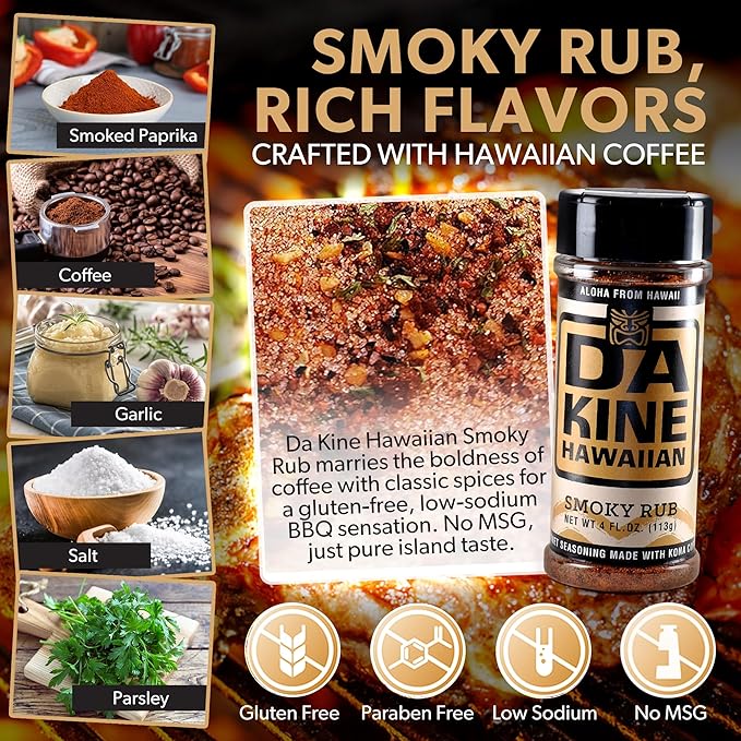 Da Kine Hawaiian Premium BBQ Dry Rub Seasoning - Authentic BBQ Seasoning Blend, Perfect Gourmet Rub