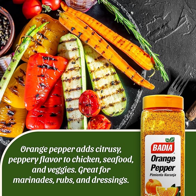 Badia Orange Pepper Seasoning, 26 oz - Pepper, Garlic & Onion, Zesty Citrus Blend for Chicken