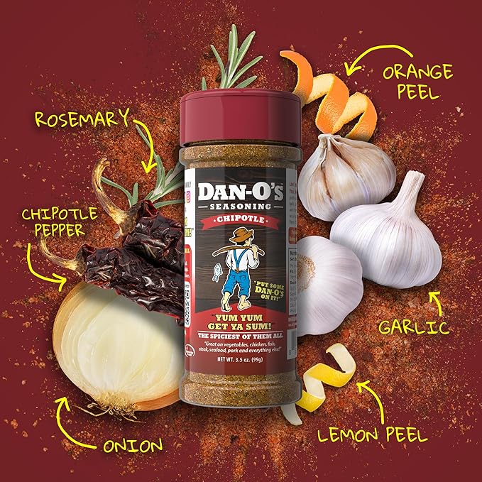 Dan-O's 3 Bottle Seasoning Set, Small Bottles, 3 Pack, Includes Original, Chipotle and Cajun