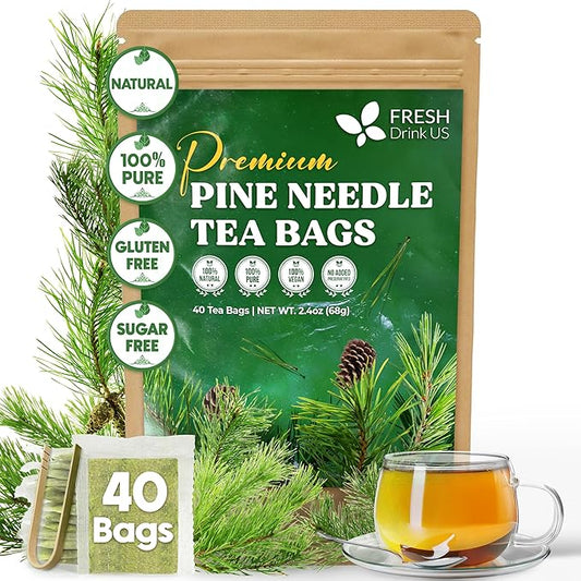 FreshDrinkUS, Pine Needle Tea Bags ??40 Tea Bags, Naturally Caffeine-Free, Refreshing Herbal Tea