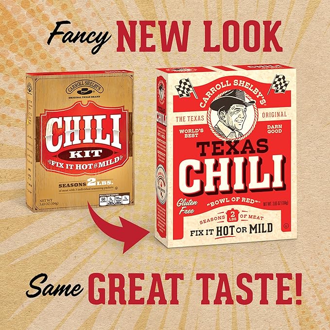 Carroll Shelby's Original Texas Brand Chili Kit 3.65oz Box (Pack of 8)