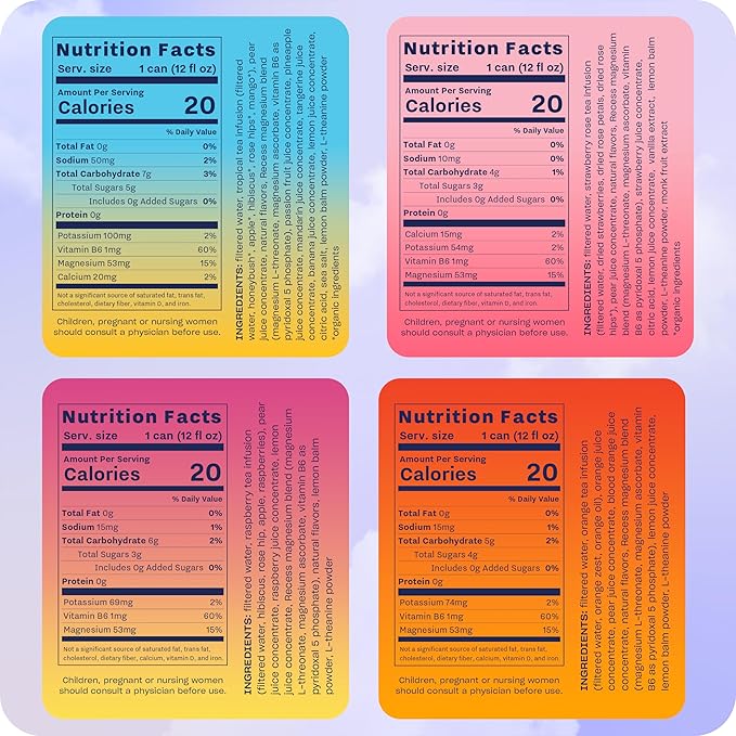 Recess Mood Magnesium & Adaptogen Drink, Relaxation Beverage, 12 Ounce (Paradise Sampler Variety