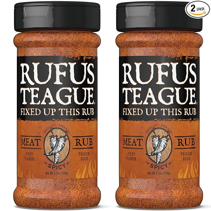 Rufus Teague Spicy Meat Rub, 2 Pack, Premium Barbecue Seasoning & Dry Rub for Smoking and Grilling