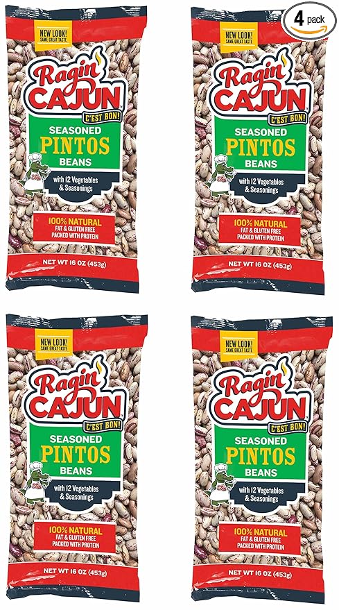Seasoned Piñto Beans 16 oz Ragin Cajun (Pack of 4)