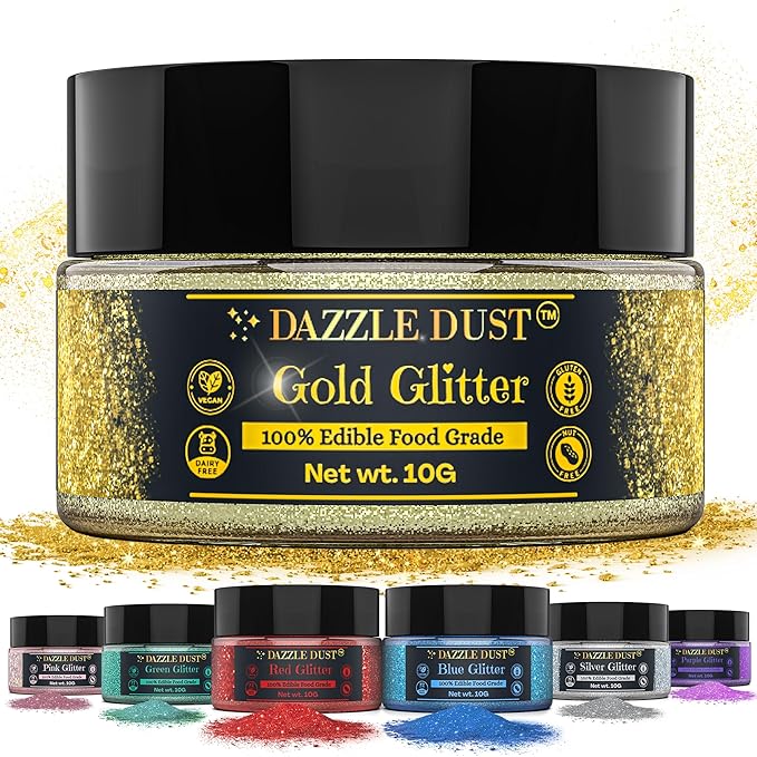 Dazzle Dust Edible Glitter Sprinkles for Cake Decorating, Drinks, Cookie, Icing, Dessert