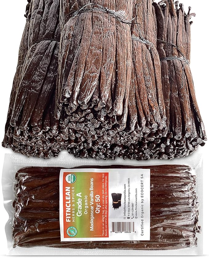 50 Organic Grade A Madagascar Vanilla Beans. Certified USDA Organic for Extract and all things