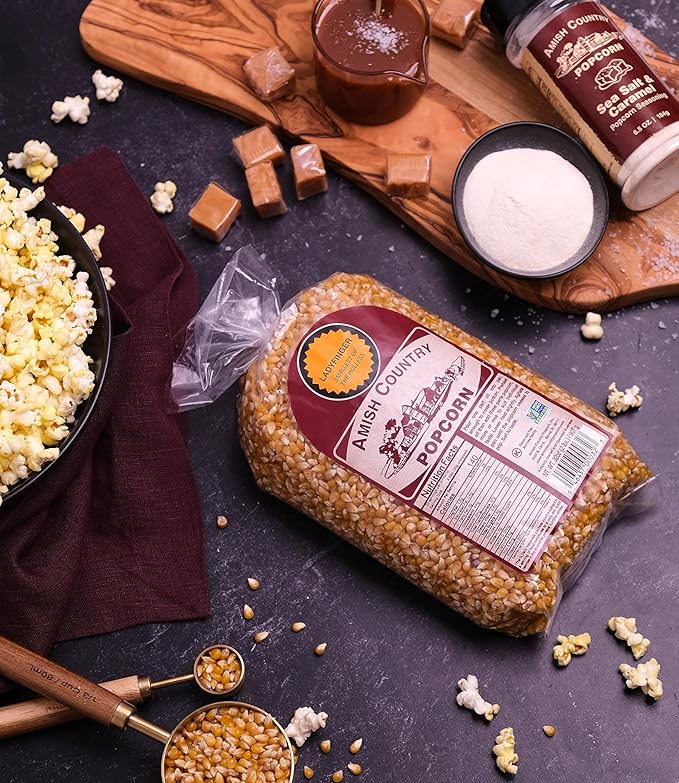 Amish Country Popcorn Ladyfinger Popcorn Kernels, 6LB Bag ??Non-GMO, Gluten Free, Hulless, Old