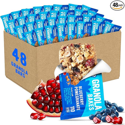 Cooper Street Blueberry Pomegranate Granola Bakes (48 Count) – Individually Wrapped Soft and Chewy